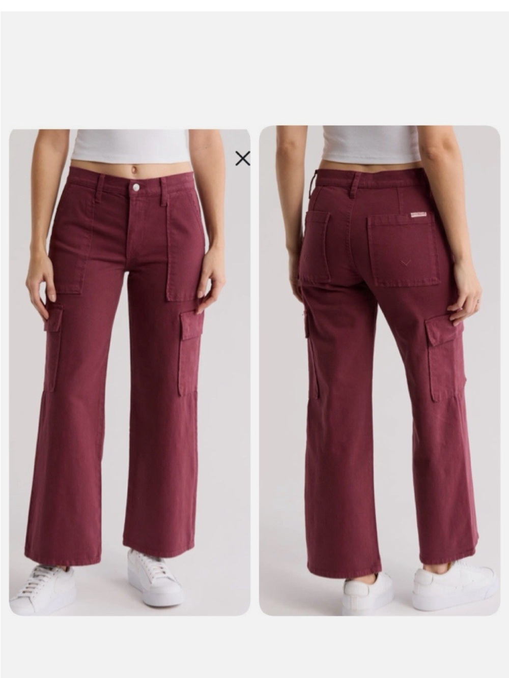 Hudson Rosie High-Rise Wide-Leg Cargo Pants in Zinfandel